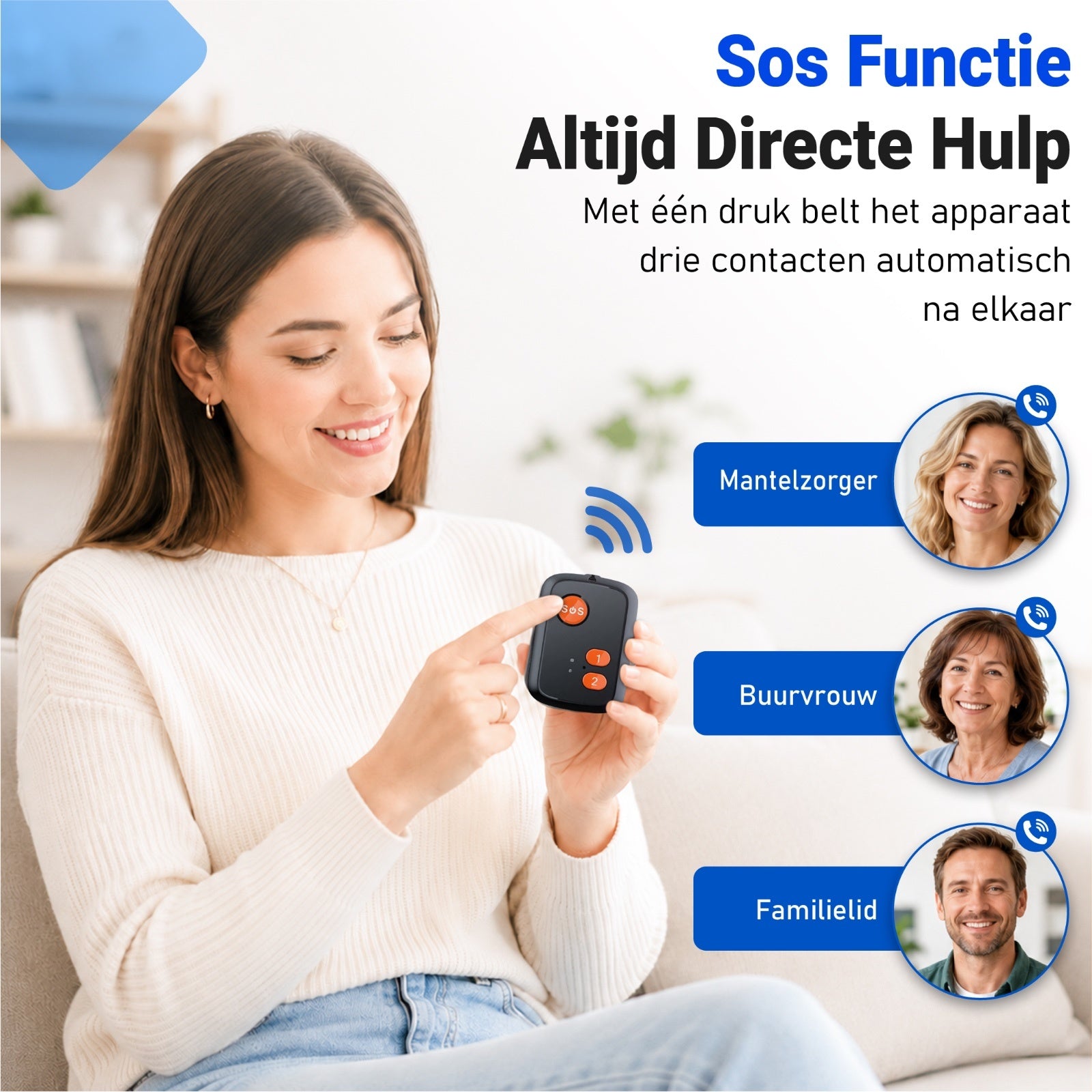 PersonalClick PC20 4G SOS Alarmknop voor Senioren & Personen – GPS Tracker – Waterdicht – Inclusief Simkaart – Zonder Abonnement