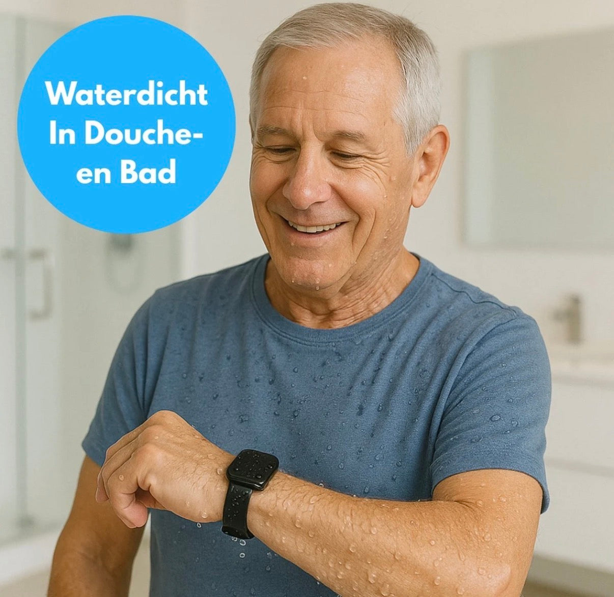 PersonalClick PC45 Smal - Alarm Horloge Ouderen - Valdetectie- Waterdicht- SOS Knop - Extra smal en lange accuduur - Rood