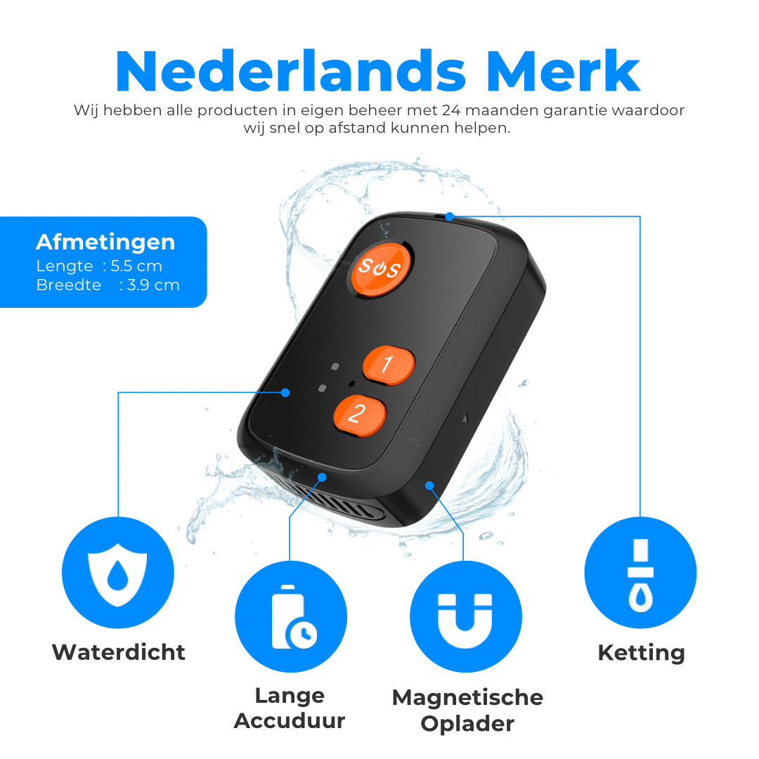 PersonalClick PC20 4G SOS Alarmknop voor Senioren & Personen – GPS Tracker – Waterdicht – Inclusief Simkaart – Zonder Abonnement