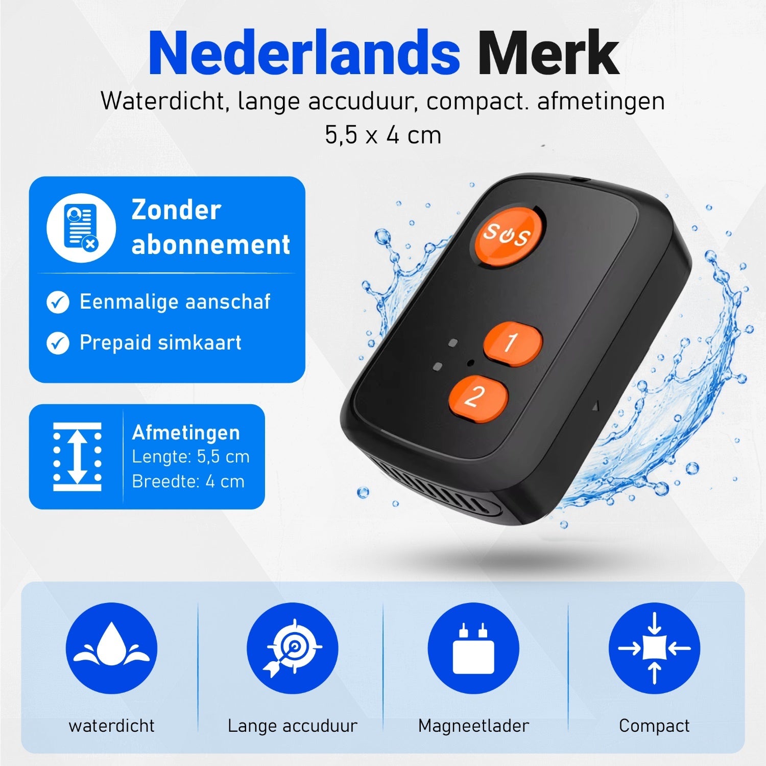 PersonalClick PC20 4G SOS Alarmknop voor Senioren & Personen – GPS Tracker – Waterdicht – Inclusief Simkaart – Zonder Abonnement