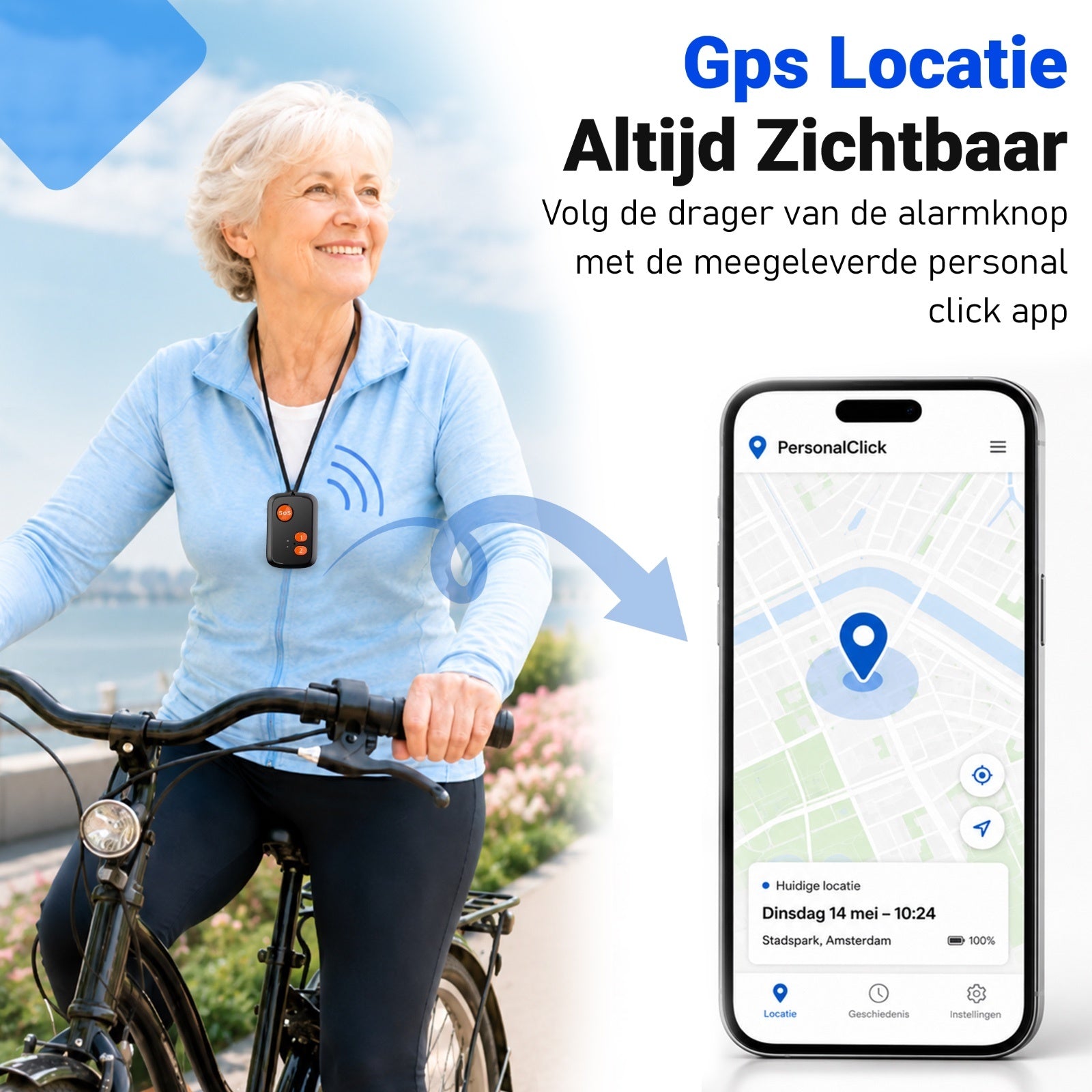 PersonalClick PC20 4G SOS Alarmknop voor Senioren & Personen – GPS Tracker – Waterdicht – Inclusief Simkaart – Zonder Abonnement
