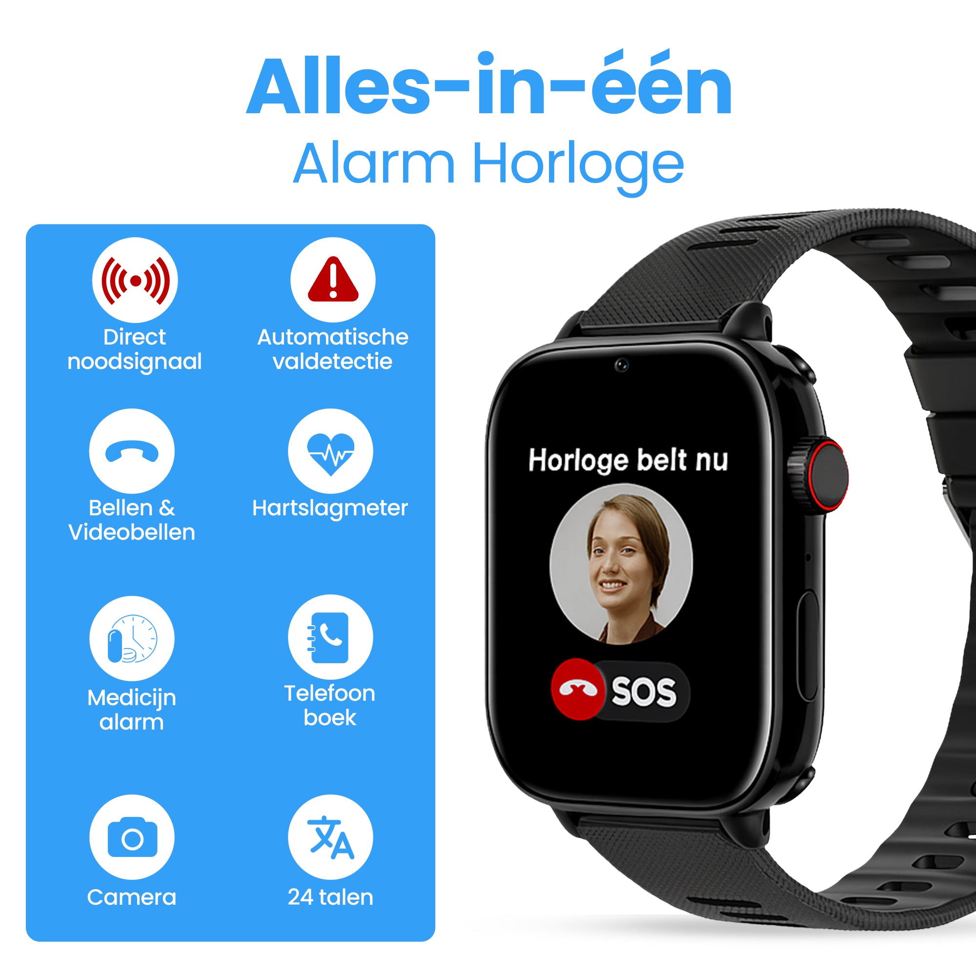 Alarm Horloge Ouderen 4G Deluxe - Rood - PC24