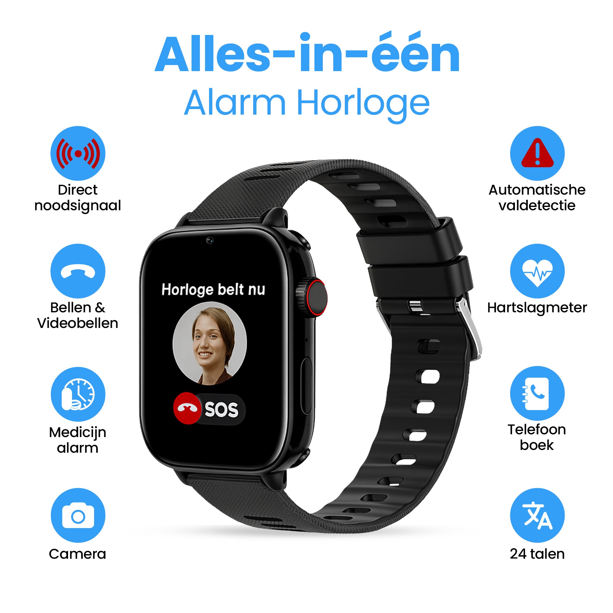 Alarm Horloge Ouderen 4G Deluxe - Zwart - PC24