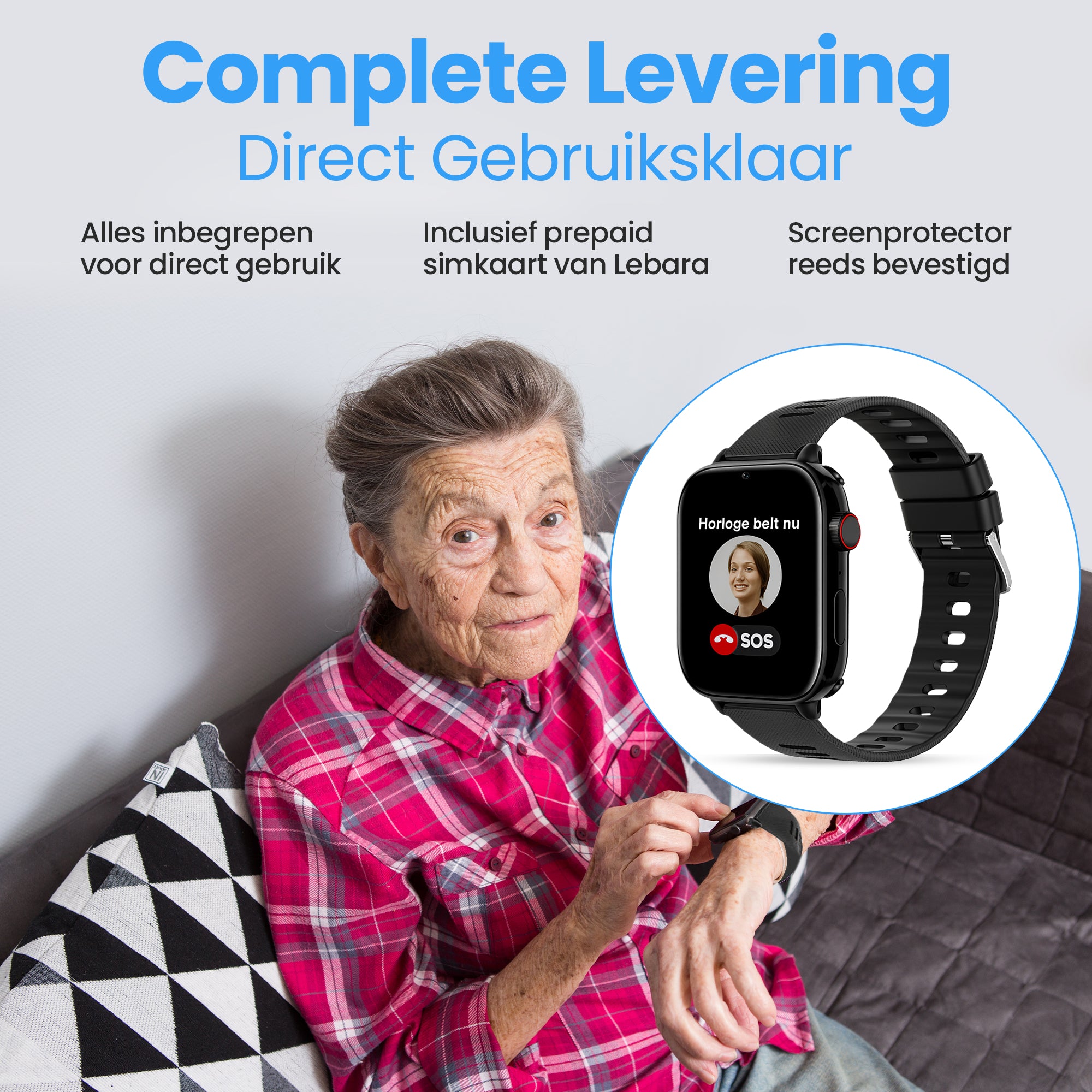 Alarm Horloge Ouderen 4G Deluxe - Zwart - PC24