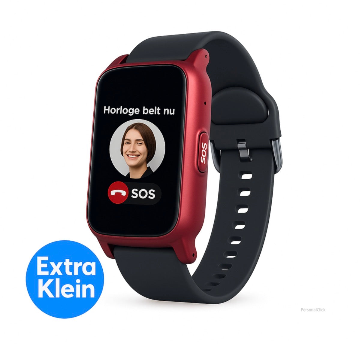 PersonalClick PC45 Smal - Alarm Horloge Ouderen - Valdetectie- Waterdicht- SOS Knop - Extra smal en lange accuduur - Rood