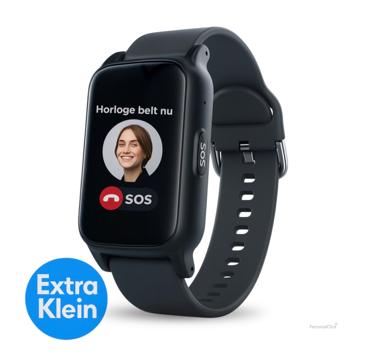 PersonalClick PC45 Smal - Alarm Horloge Ouderen - Valdetectie- Waterdicht- SOS Knop - Extra smal en lange accuduur - Zwart