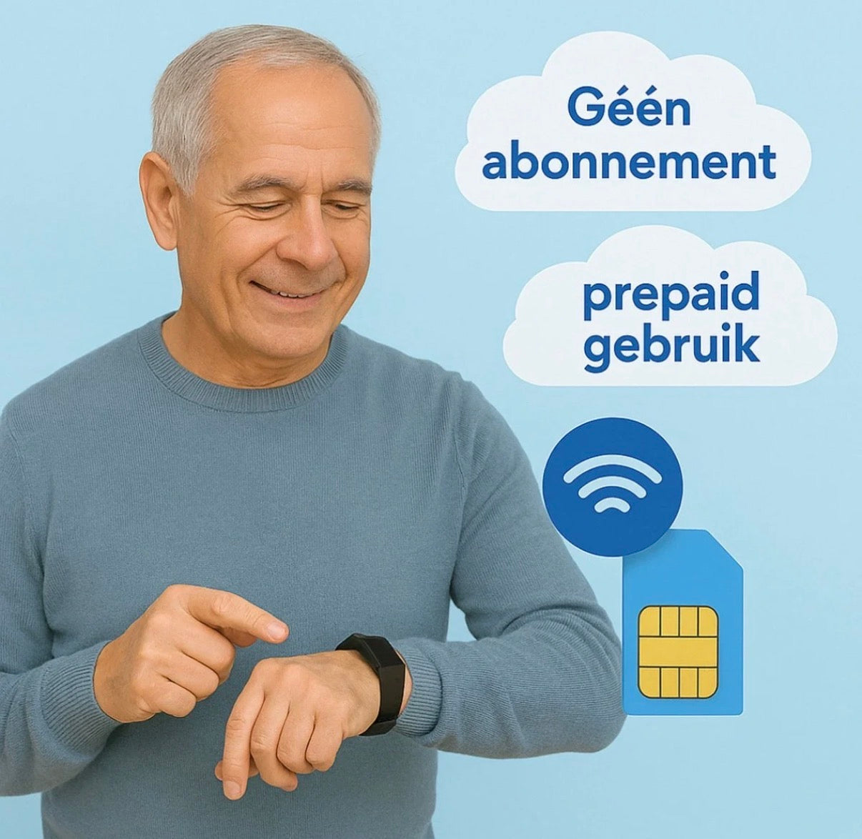 PersonalClick PC45 Smal - Alarm Horloge Ouderen - Valdetectie- Waterdicht- SOS Knop - Extra smal en lange accuduur - Zwart